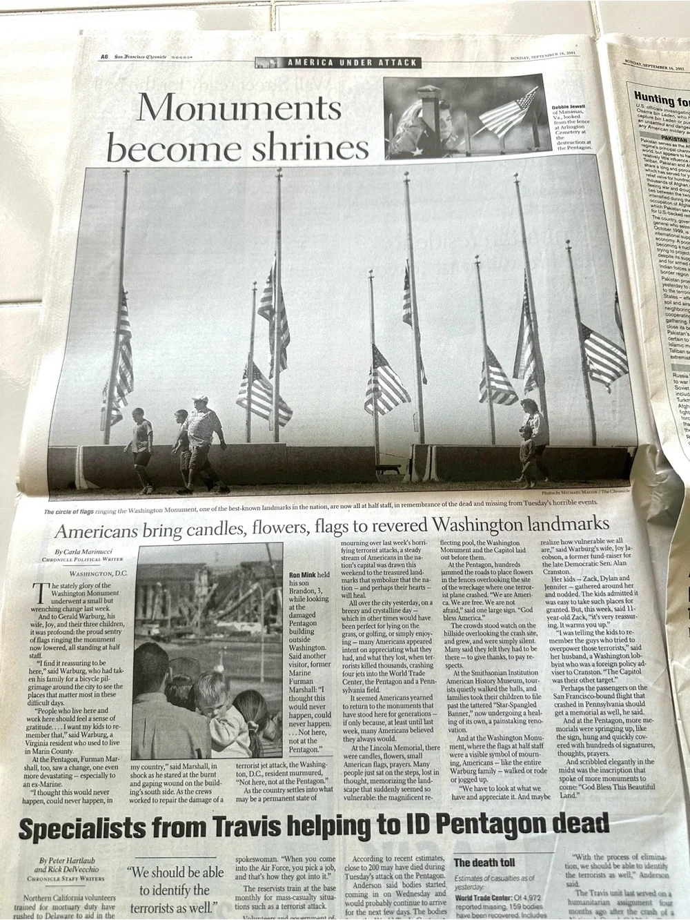 San Francisco Chronicle Sept 16 2001 Complete 9-Section Ground Zero - Picture 7 of 8